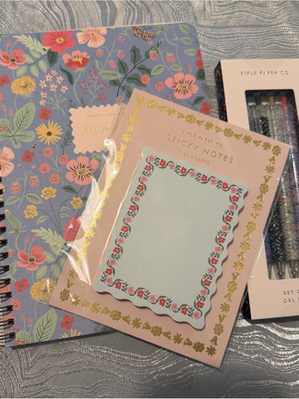 Rifle Paper Co. Pink & Light Blue Floral Sticky Notes Pack